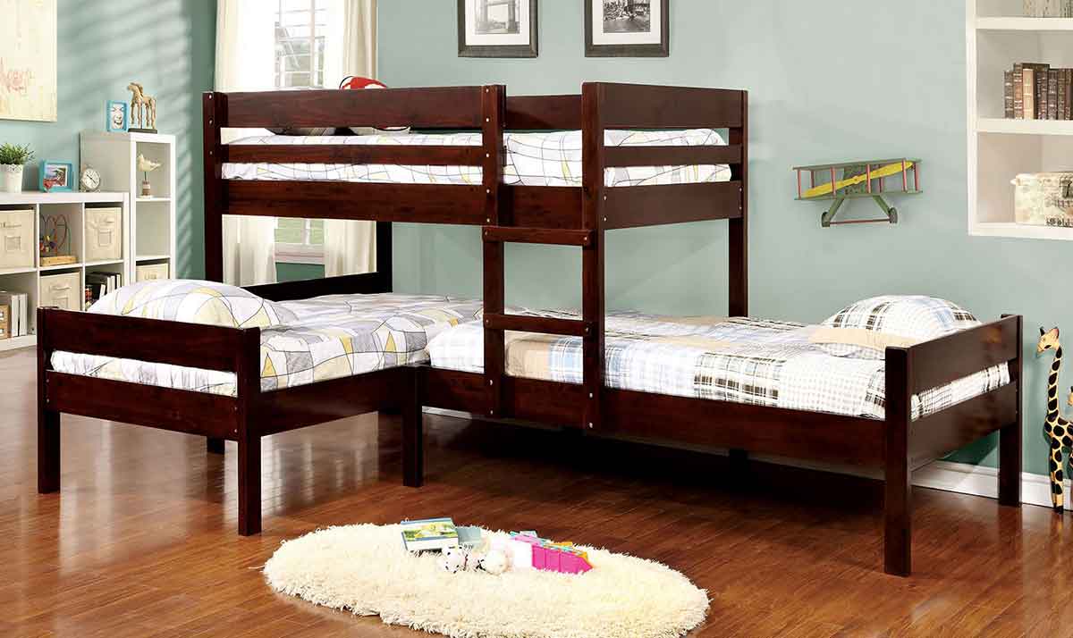 three bunk beds in one