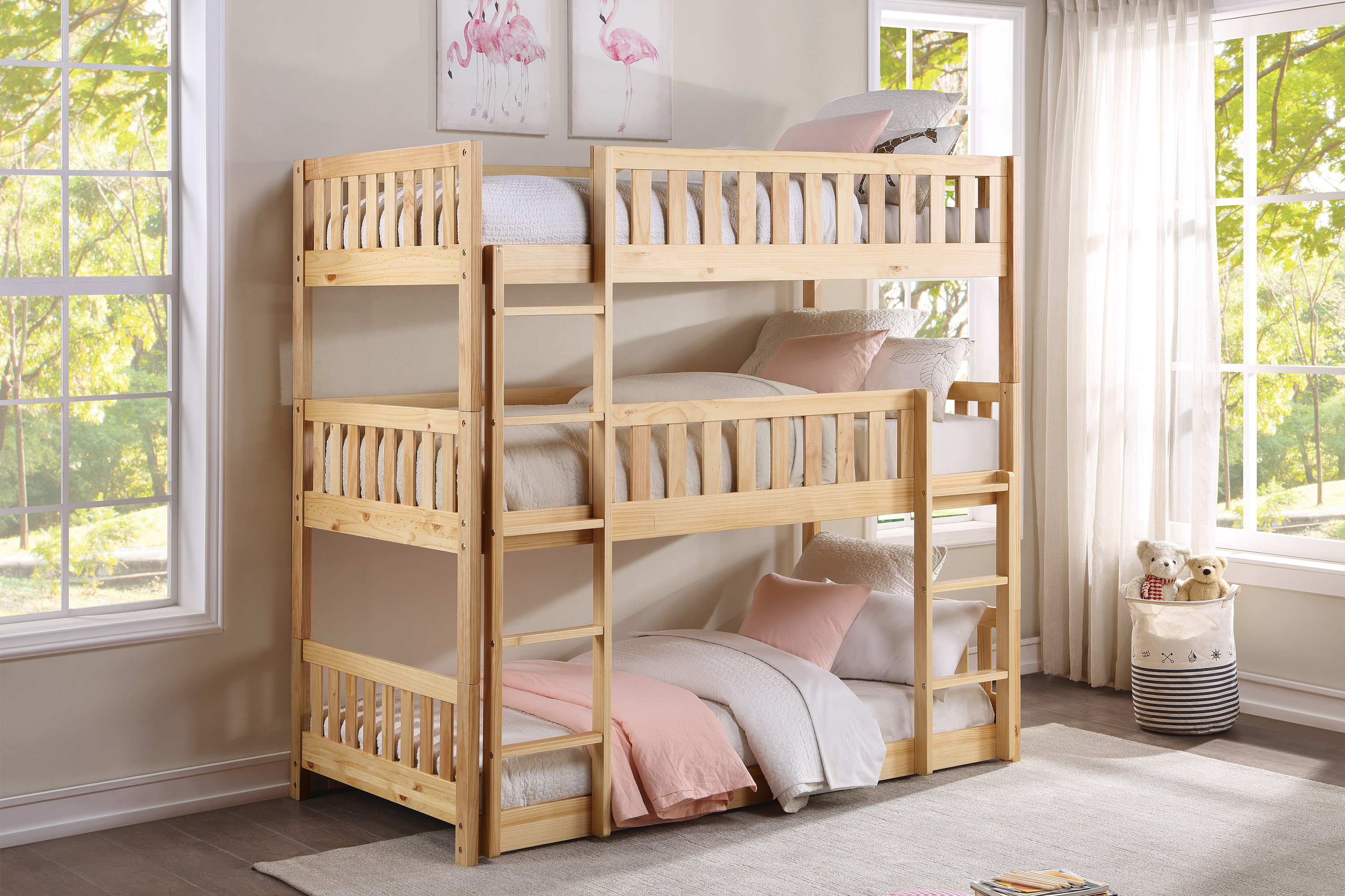 Glendale L Shaped Corner Twin Bunk Bed for 4