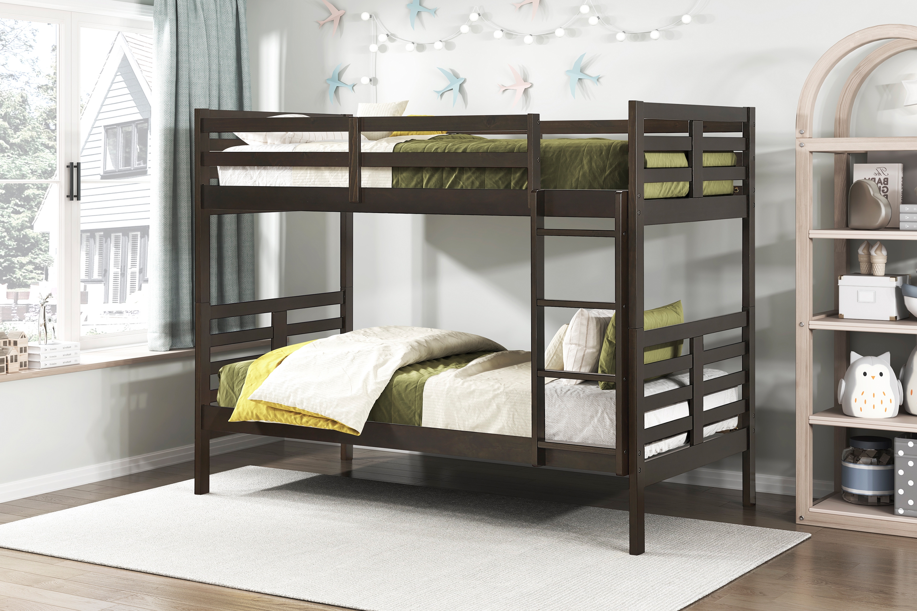 ひ*い様 bunk R Capri Twin Bunk Bed in Dark Brown & White