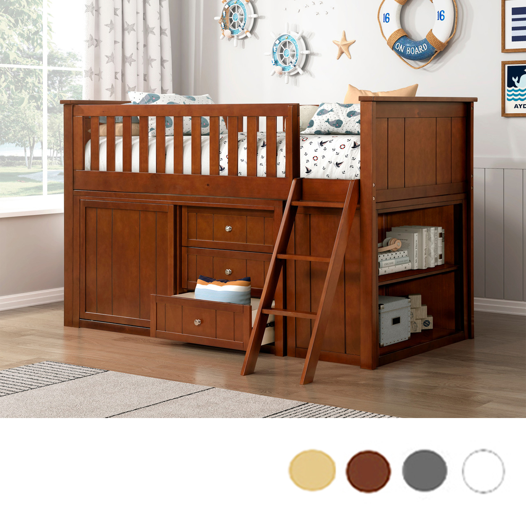 bunk bed with dresser Twin Low Loft Bed With 2 Dressers – Max and Lily main image 0