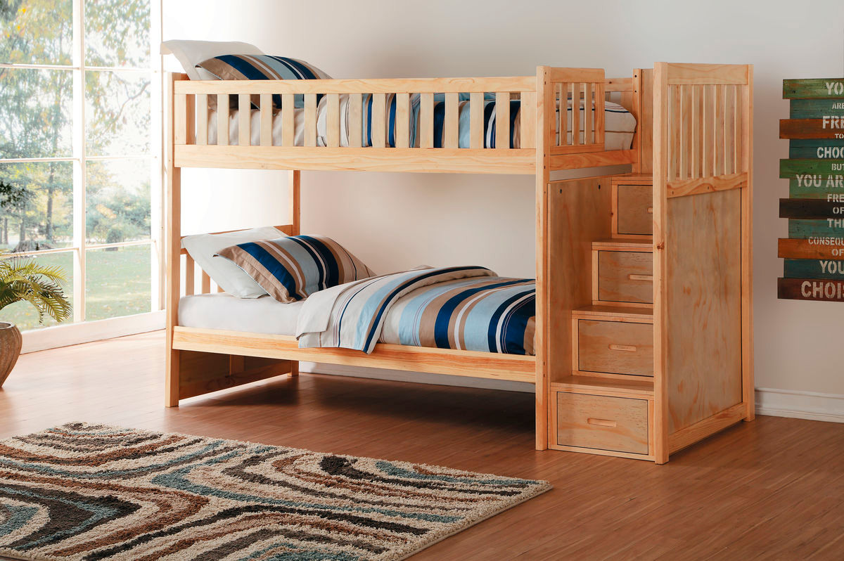 Twin Bunk Bed with Storage Stairs