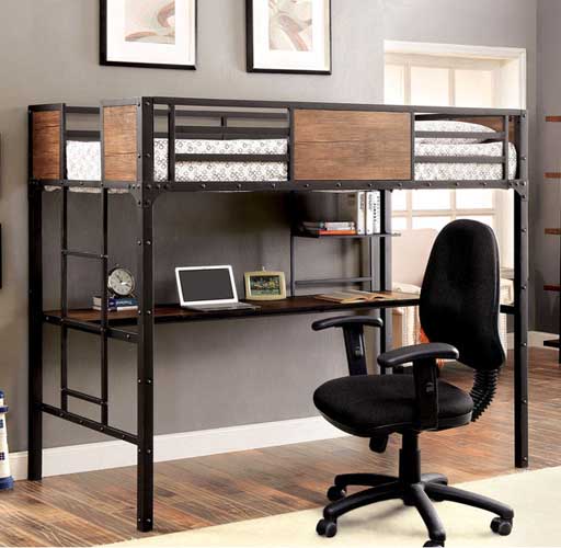 Metal Loft Bed with Workstation