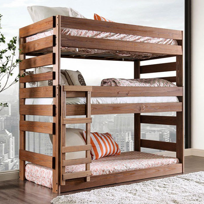 Solid Pine Wood Triple Bunk Bed