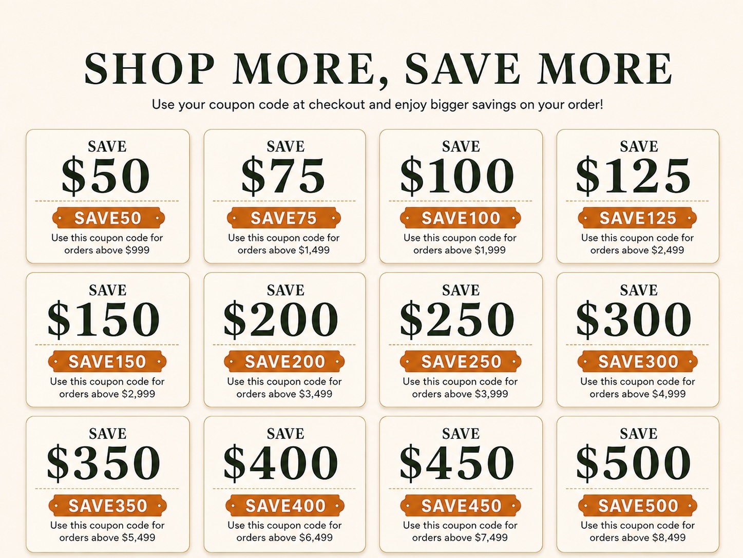 Just Bunk Beds coupons page buy more, save more