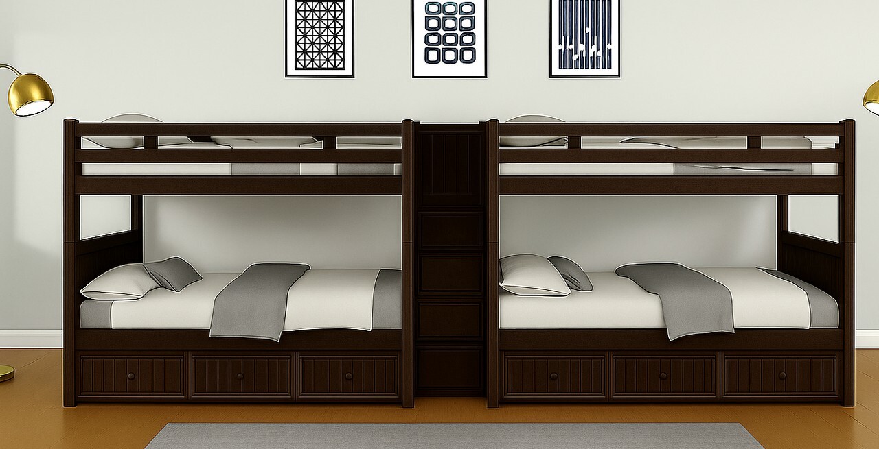 Dillon quadruple twin xl over twin xl bunk bed in espresso
