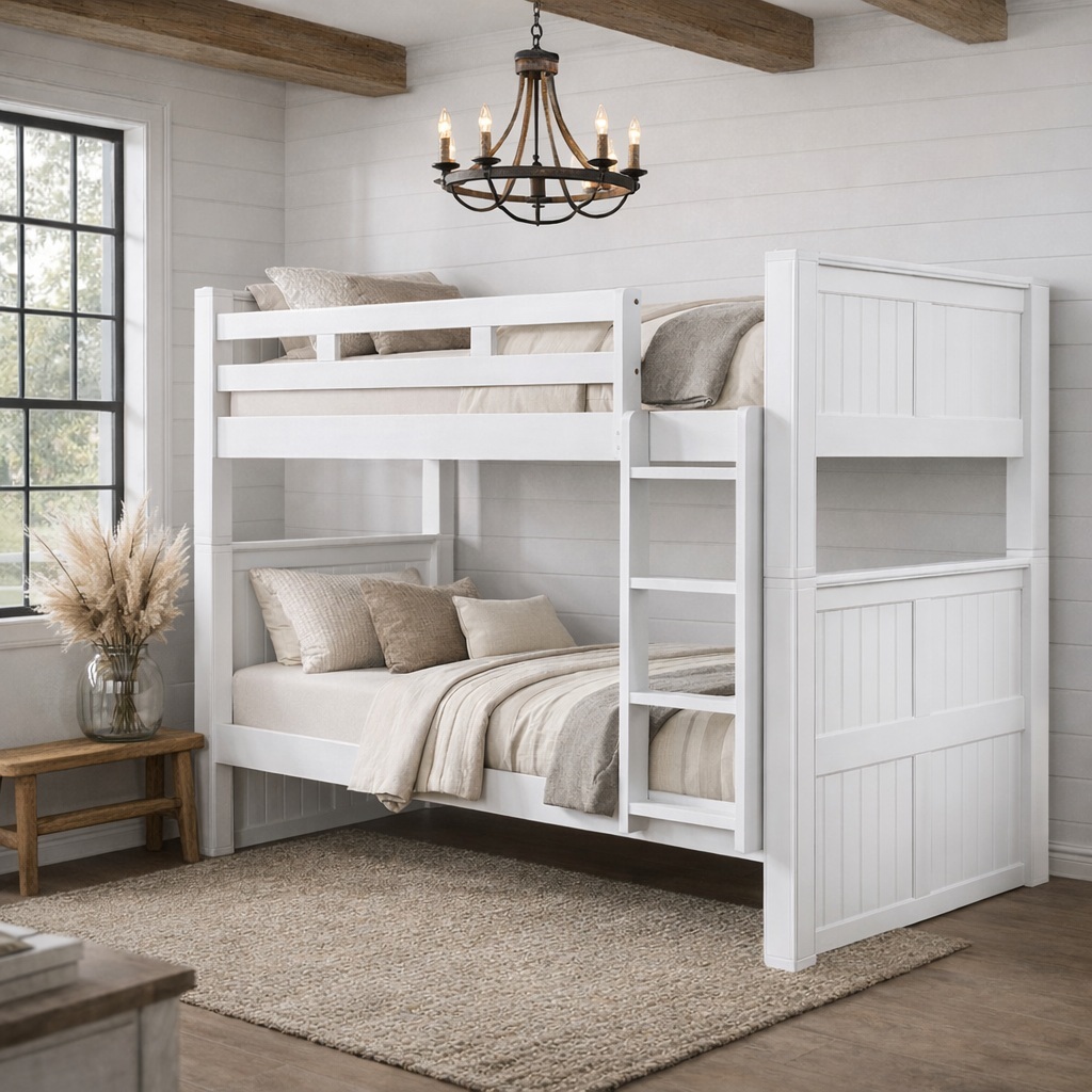 Dillon Twin XL Bunk Bed in white Heavy Duty