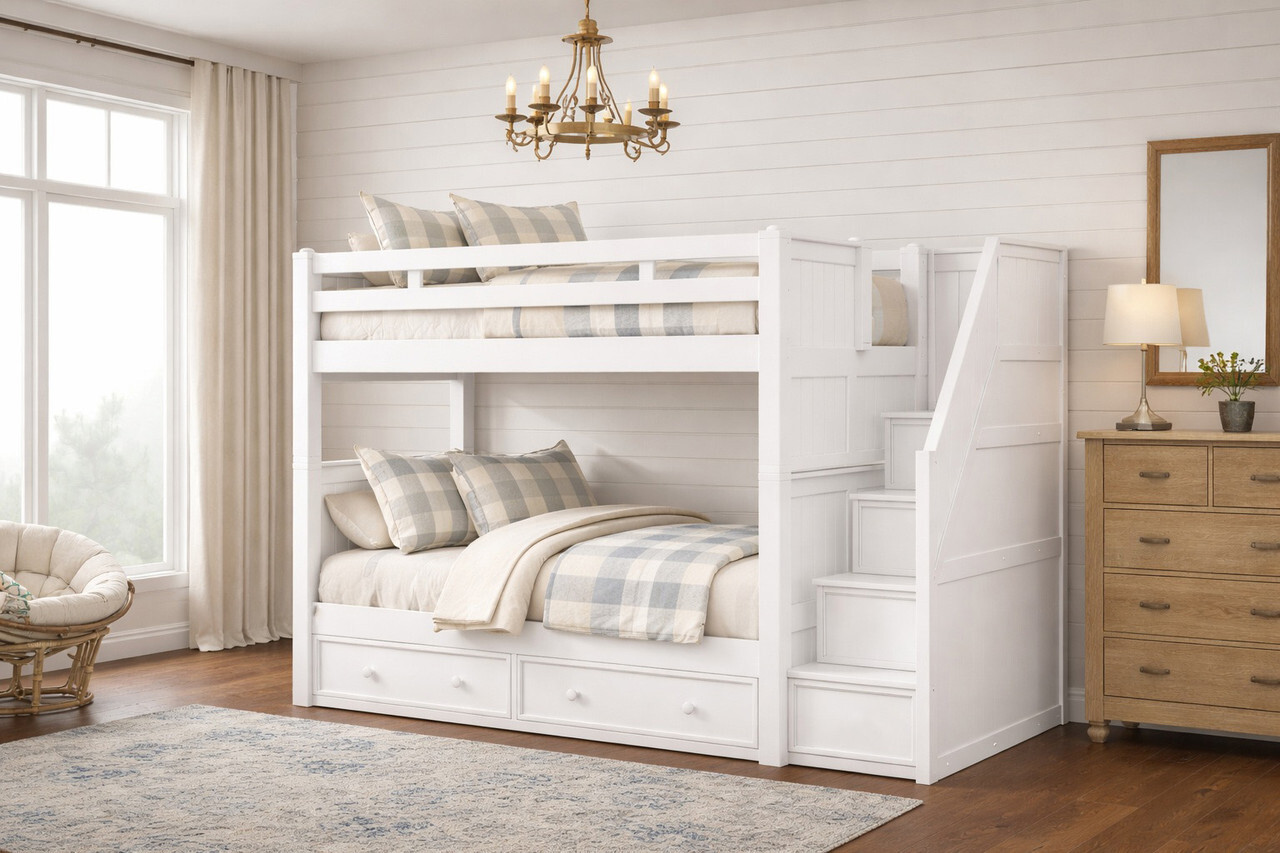 Twin xl over twin xl bunk bed with stairs