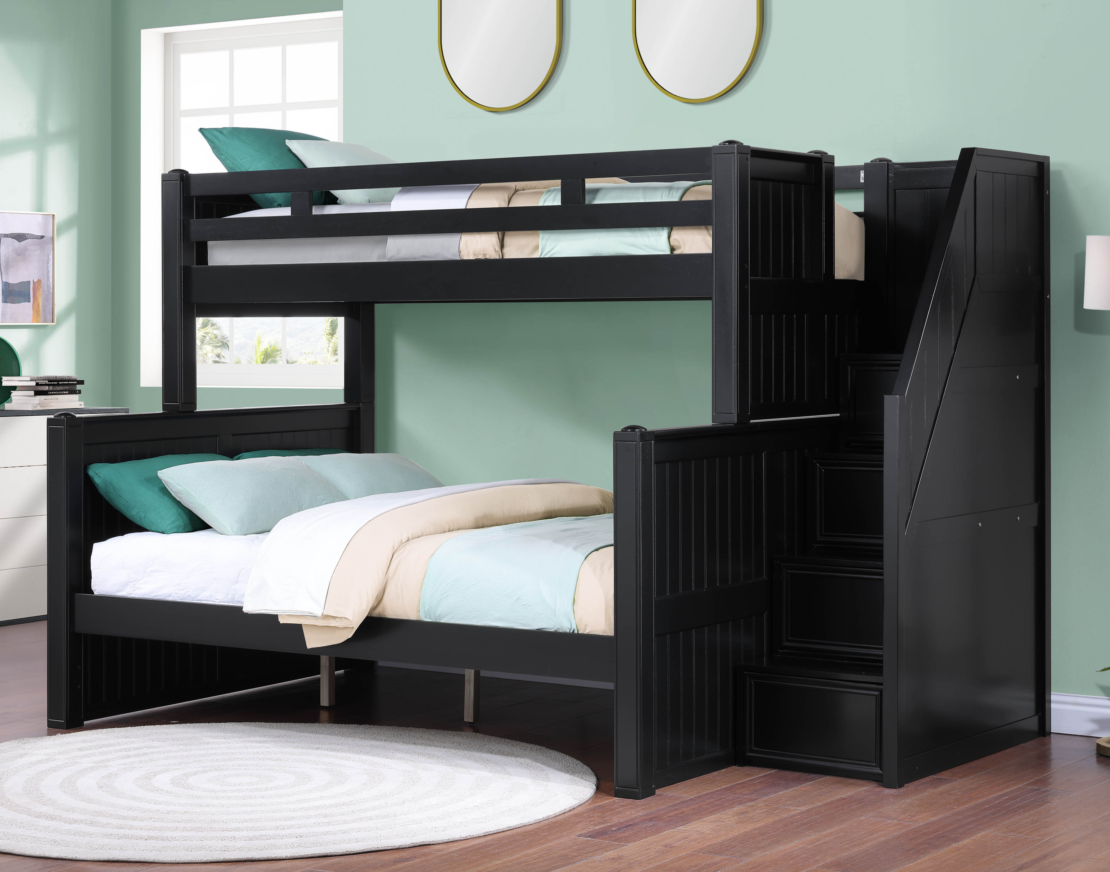 Twin over Full Bunk Bed with Storage Stairs