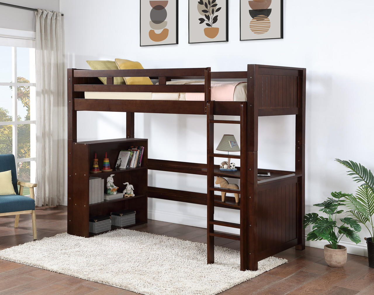 Loft Bunk Bed with Desk and Storage