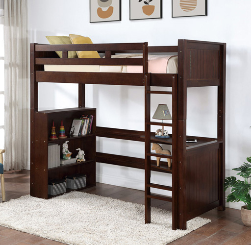 Twin Loft Bed with Bookcase and Corner Desk