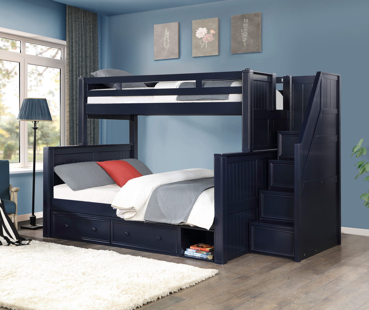Twin XL over Queen Bunk Bed with Storage Drawers