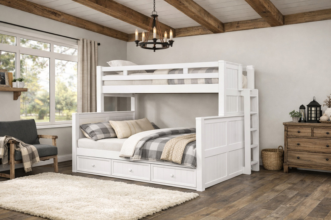 Dillon Twin xl over queen bunk bed in white for adults