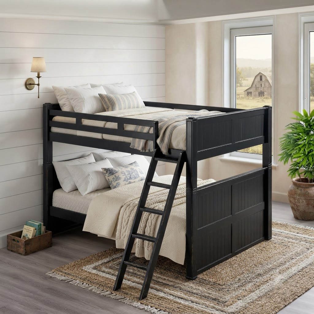 Dillon queen bunk bed black with slanted ladder Dillon queen bunk bed heavy duty with slanted ladder