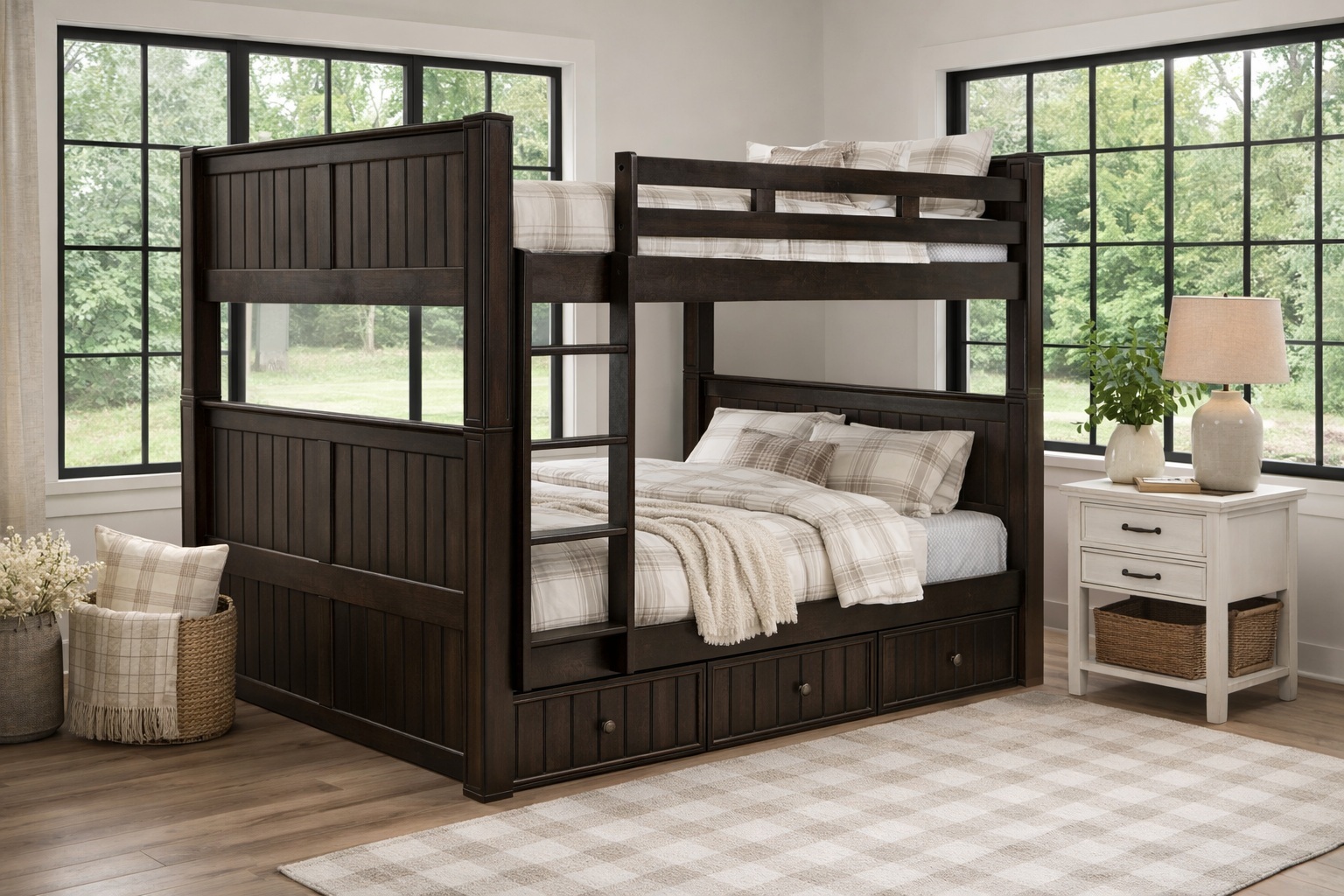 Dillon Queen bunk bed with vertical ladder Queen Bunk Bed in Espresso with Vertical Ladder