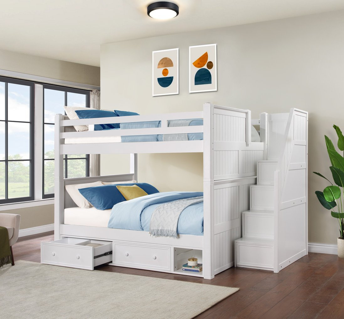 Queen Size Bunk Bed with Storage Stairs