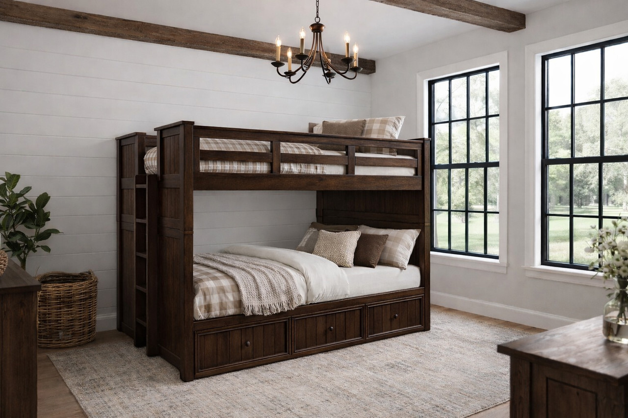 Austin bunk bed dual height with end ladder Austin Bunk Bed Dual Height with Ladder on end