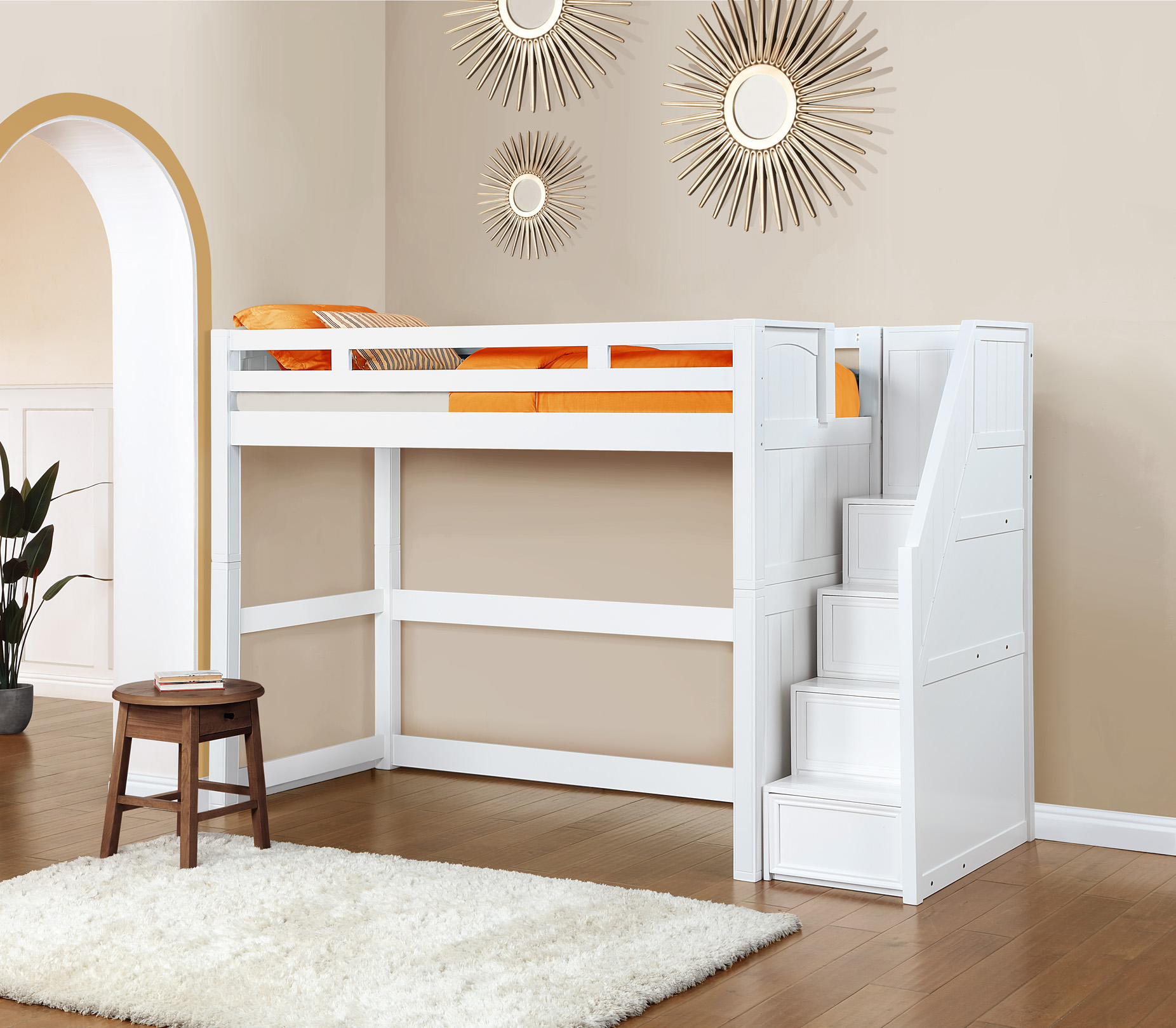 Twin Bunk Bed with Storage Stairs