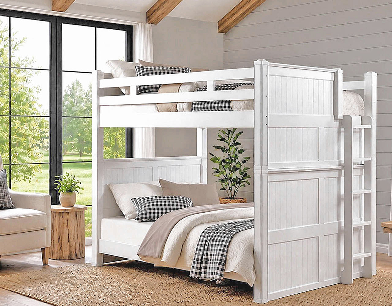 Dillon Dual Height Queen Bunk Bed with Ladder On end Queen Bunk Bed With Ladder On End