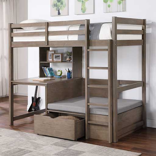 TWIN LOFT BED WITH WORKSTATION BELOW