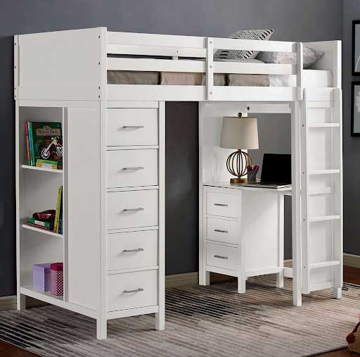  TWIN LOFT BED WITH DESK