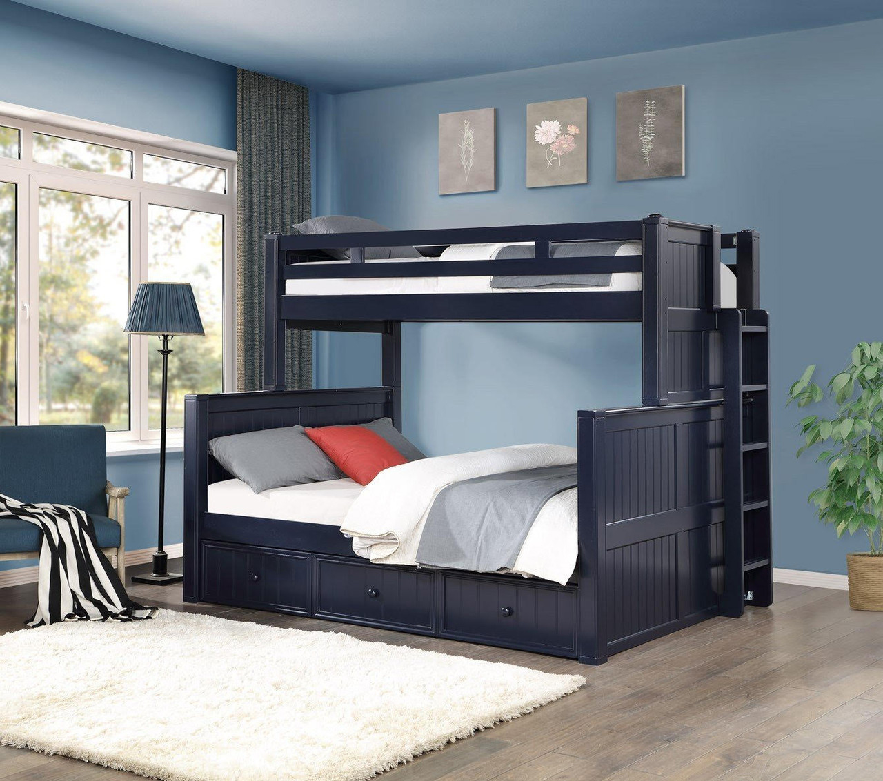 Twin XL over Queen Bunk Bed - Coastal Style