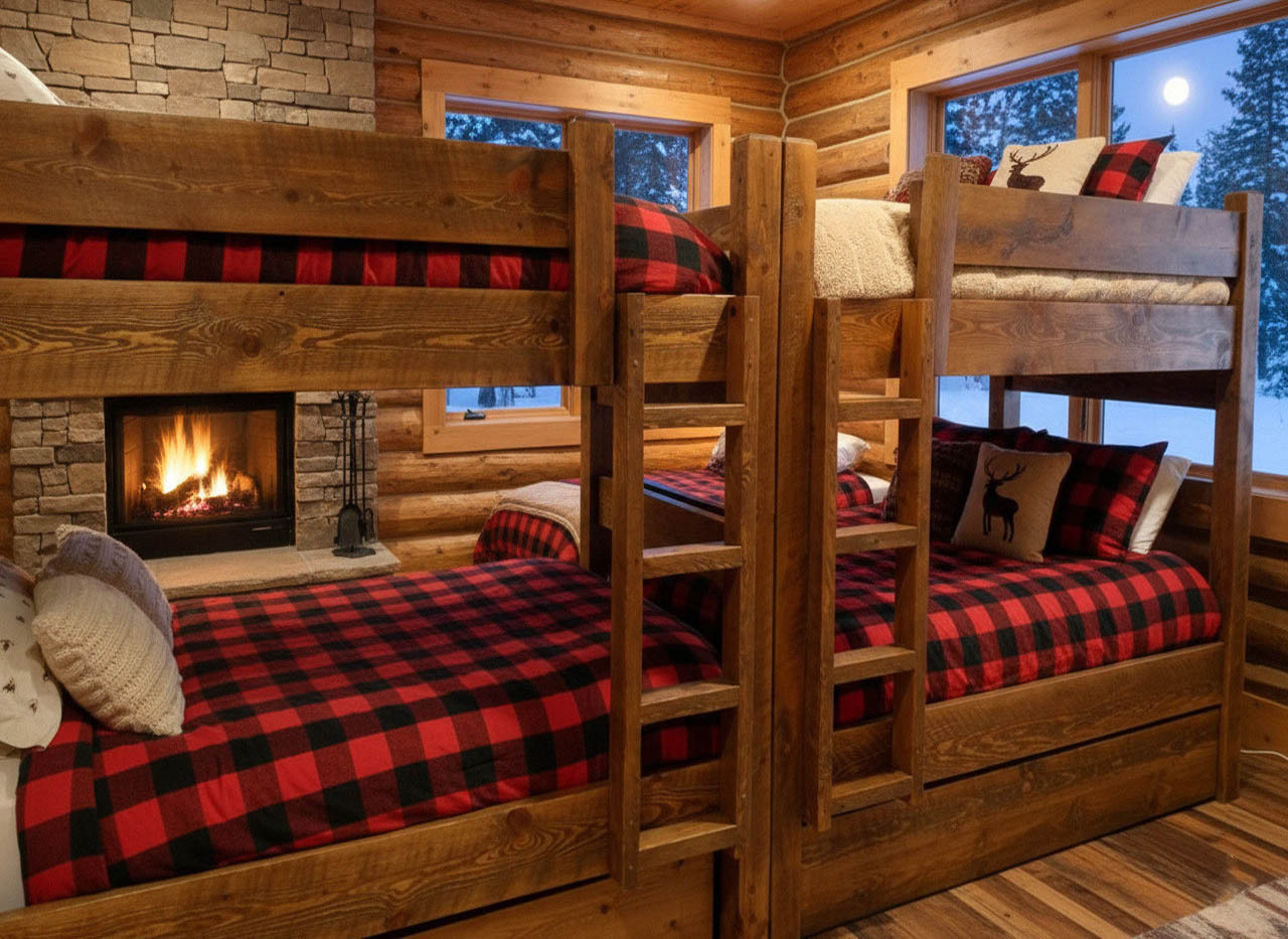 Lodge Barnwood Quadruple bunk bed heavy duty for cabins