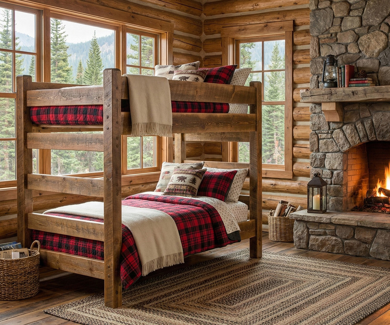 Barnwood Twin XL over Twin XL Bunk Bed in Honey Pine